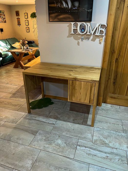 Biurko dębowe loft lity dąb drewno z szafką