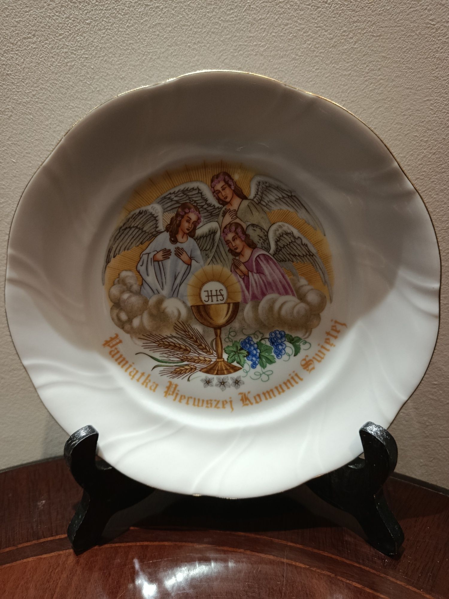 Śliczny stary okolicznościowy talerz porcelana Książ