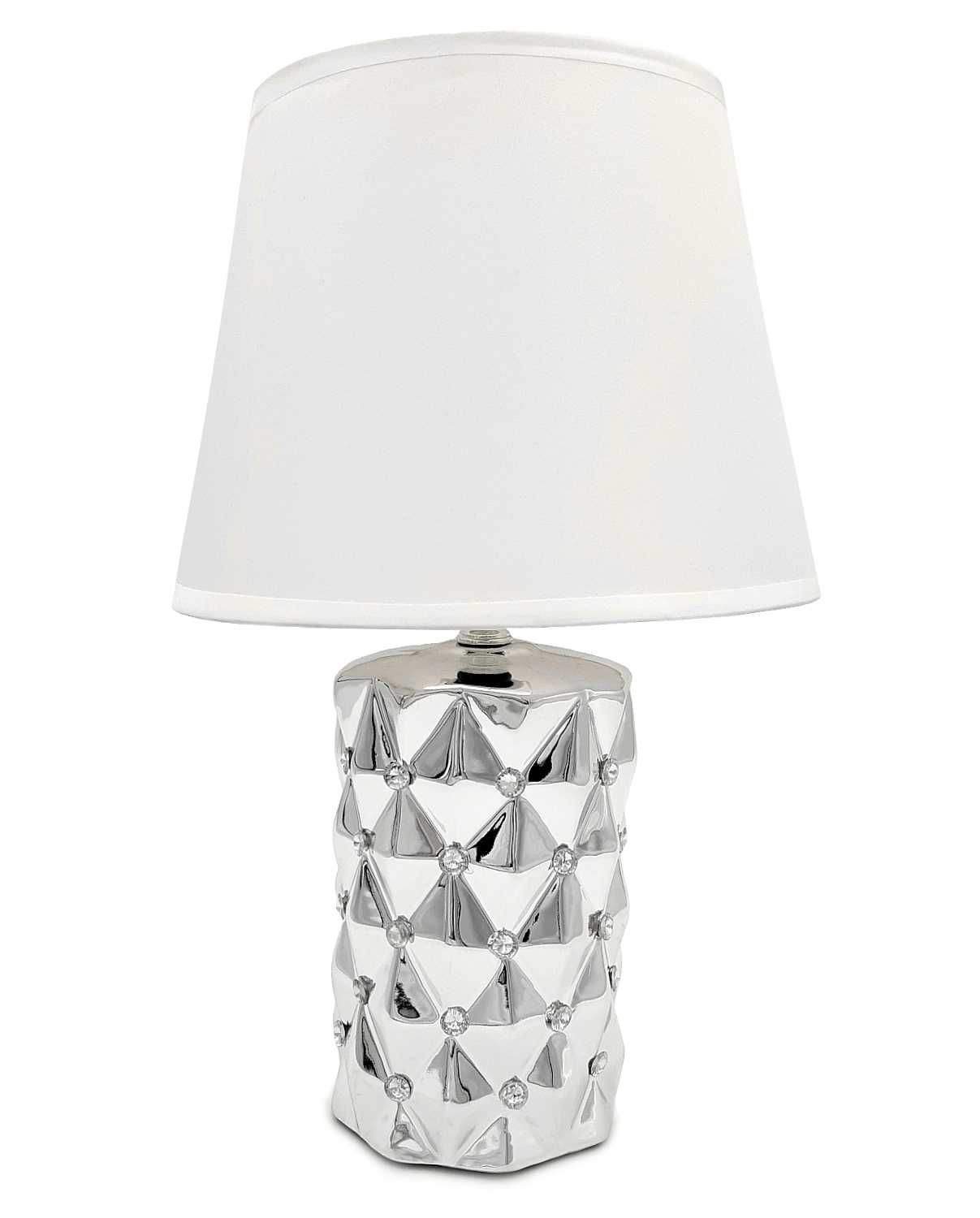 Lampka stołowa z kryształkami glamour srebrna lampka nocna