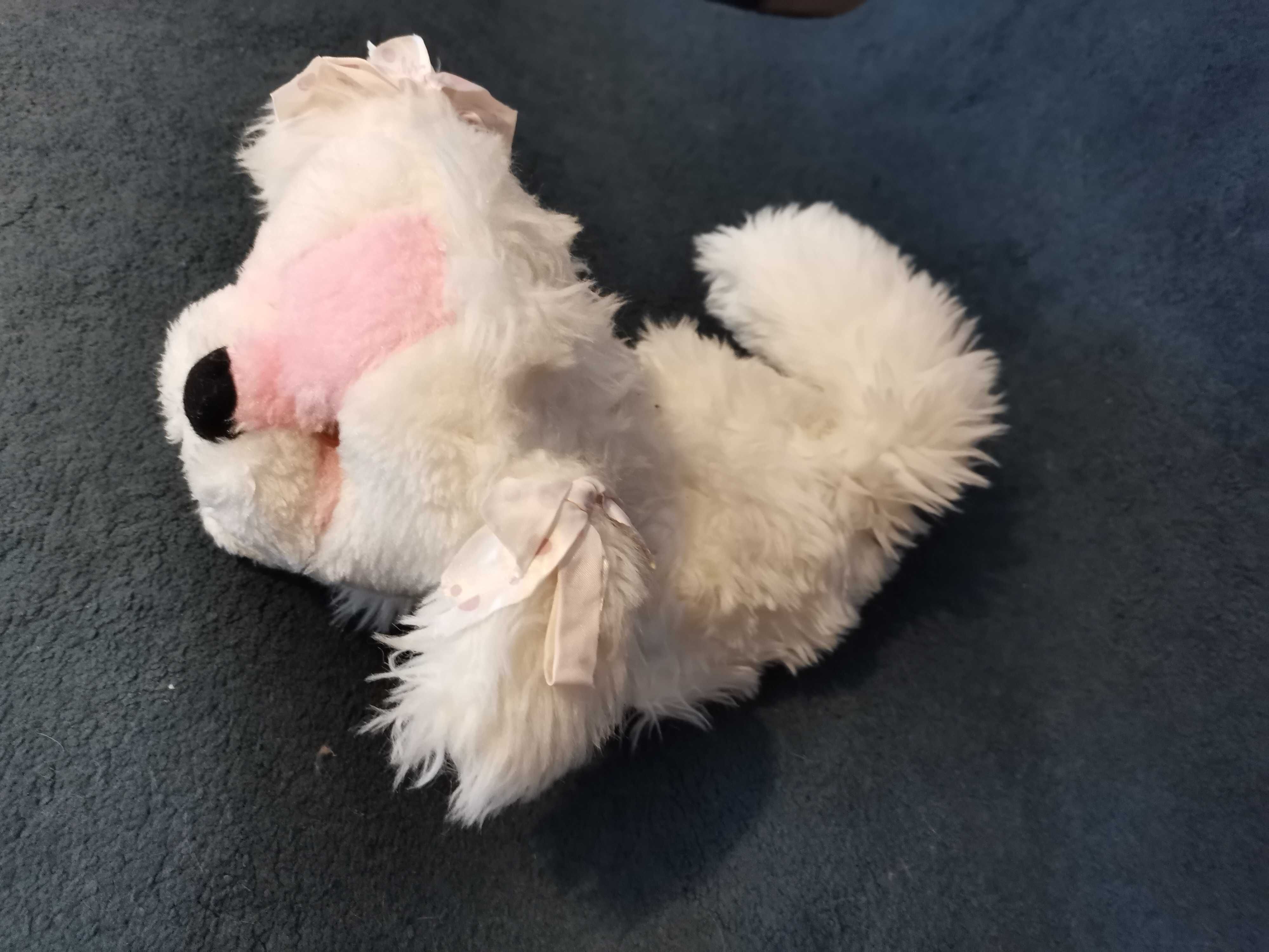 Cao de peluche branco e rosa