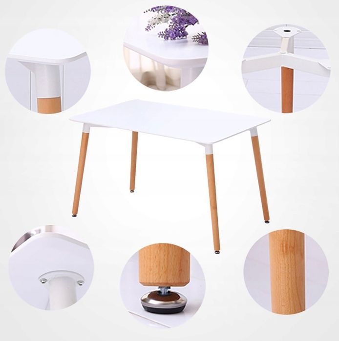 Stół Milano 120x80 white+4xkrzesło Milano białe