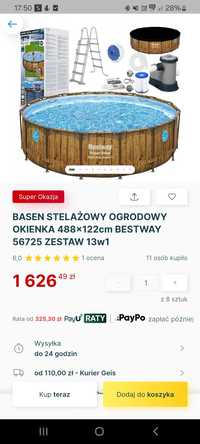 Basen na stelażu bestway 4.88m×122