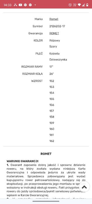 Okazja.Rower Romet damski