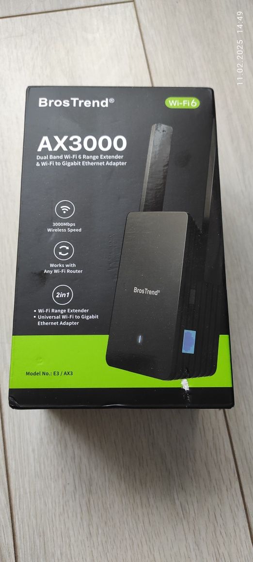 Посилювач сигнала Wi-Fi BrosTrend AX3000 с гігабітним портом
