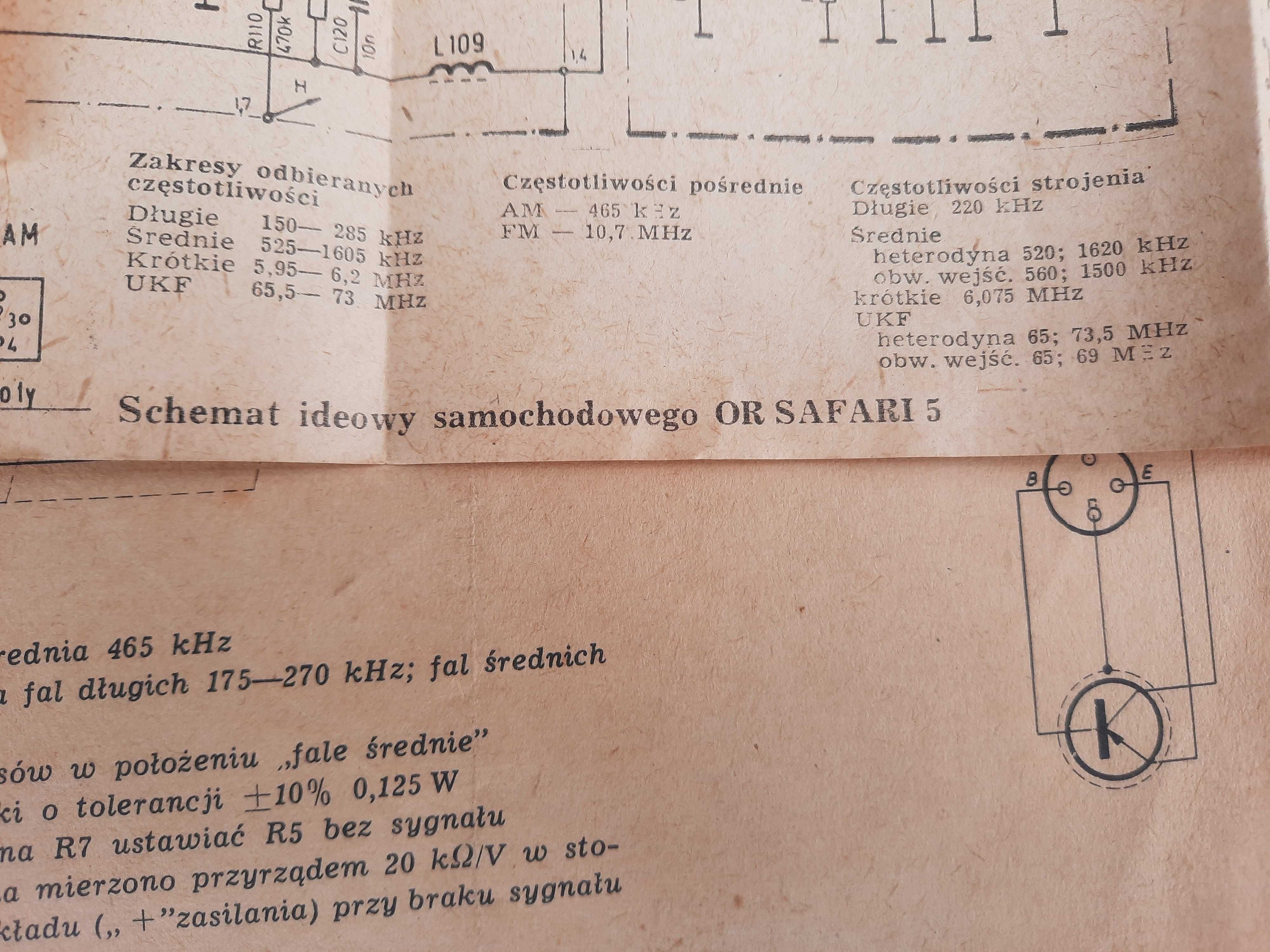 Stare schematy radioodbiorników Żerań Guliwer Safari 5 Unitra