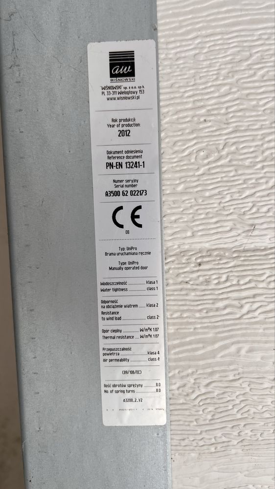 Brama elektrzyczna garażowa 4.75*2.25m