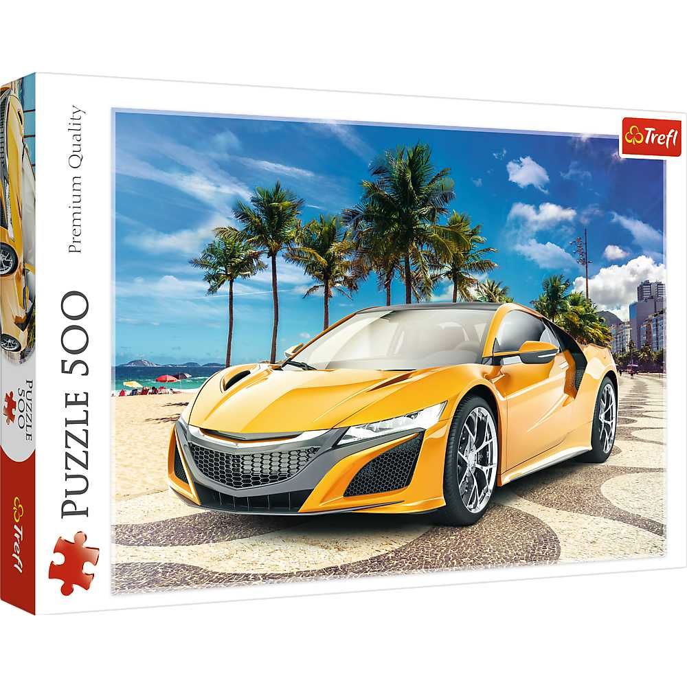 Trefl Puzzle 500 el. Letnia przygoda 37381 Żółte auto sportowe