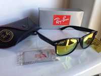 Óculos Ray Ban Wayfarer RB2140 Pretos Espelhados - novos