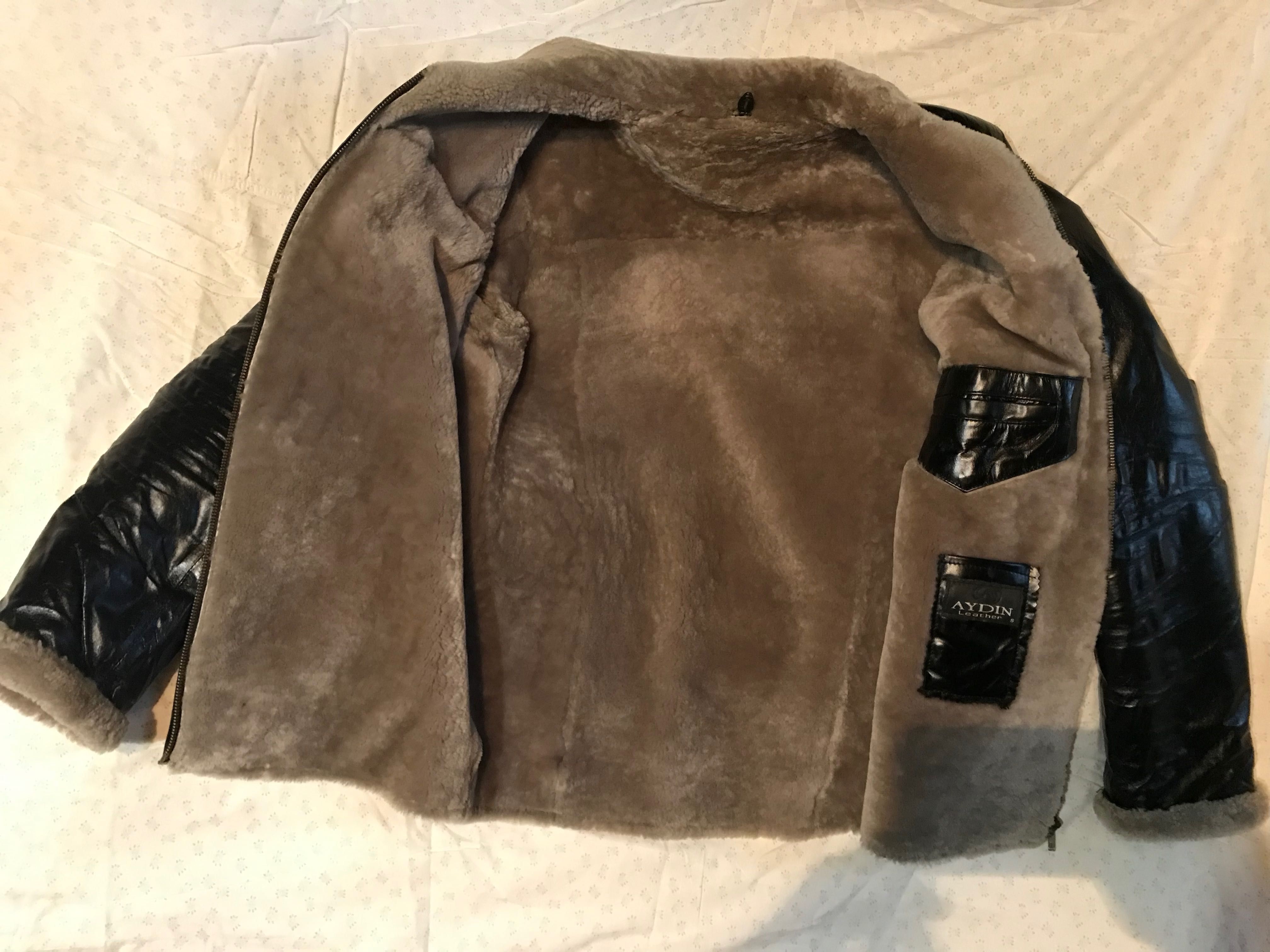 Кожаная дубленка AYDIN Leather, черная, унисекс, натуральный мех