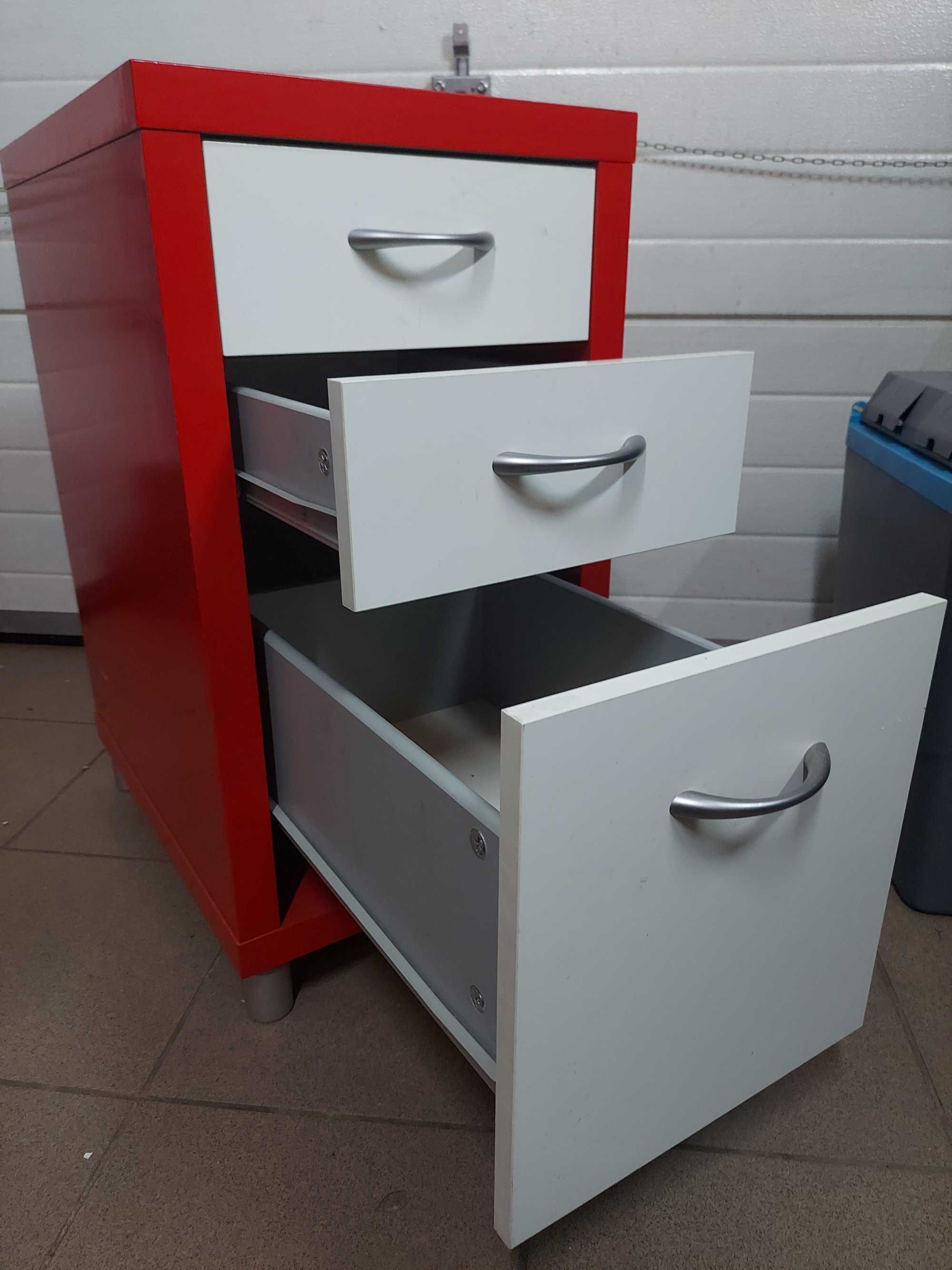 szafka ikea czerwono-biala, 3 szuflady