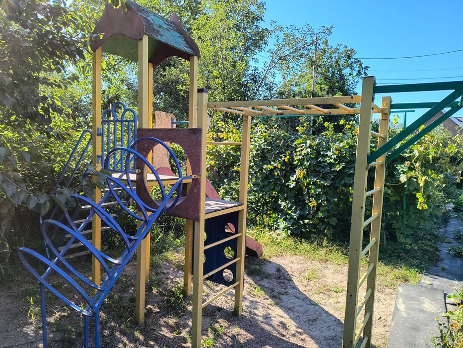 Великий дитячий ігровий майданчик комплекс для вулиці метал+дерево