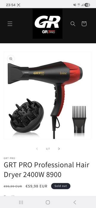 GRT PRO Professional Hair Dryer 2400W 8900