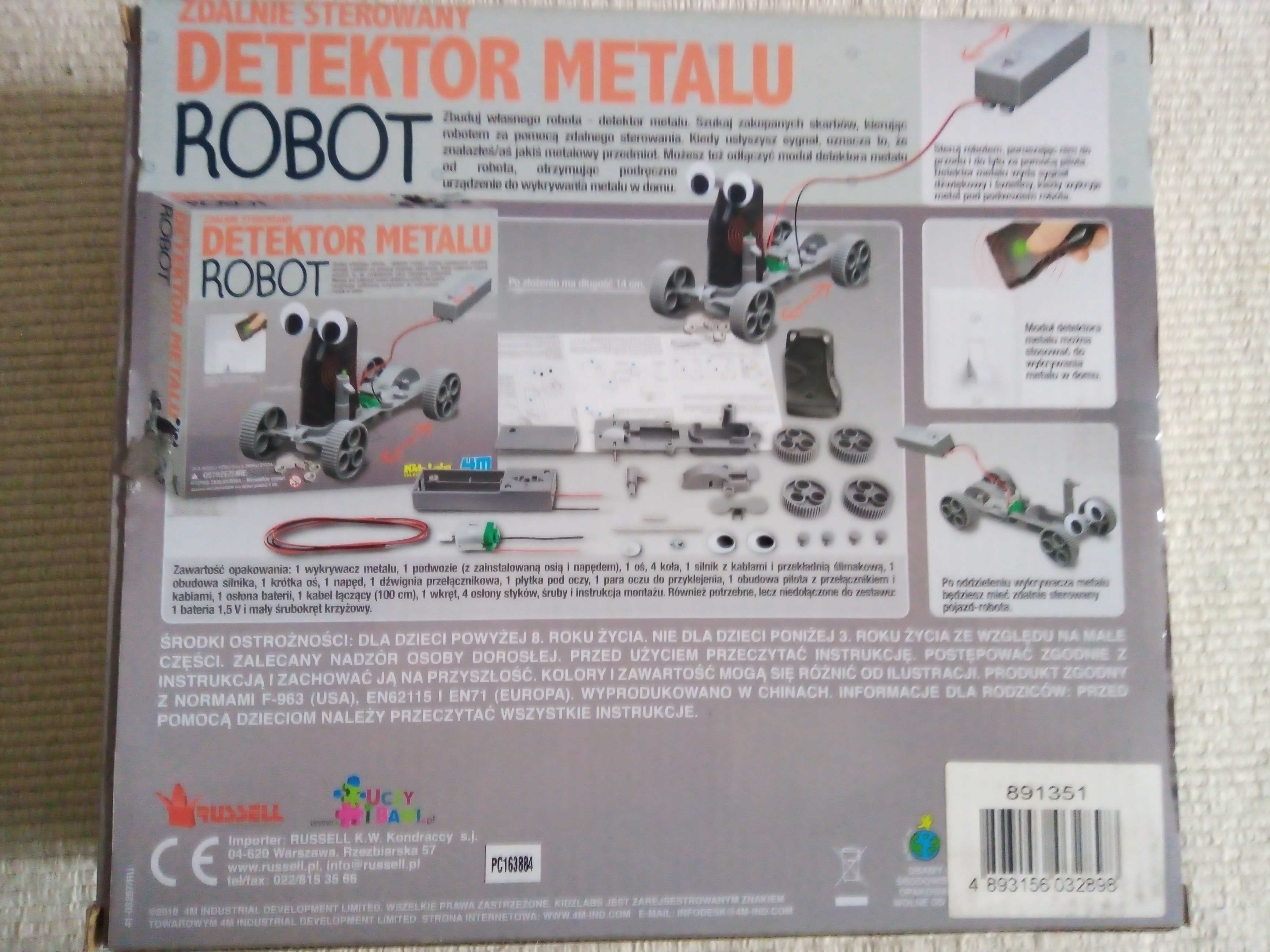 Zabawka kreatywna -robot detektor metalu