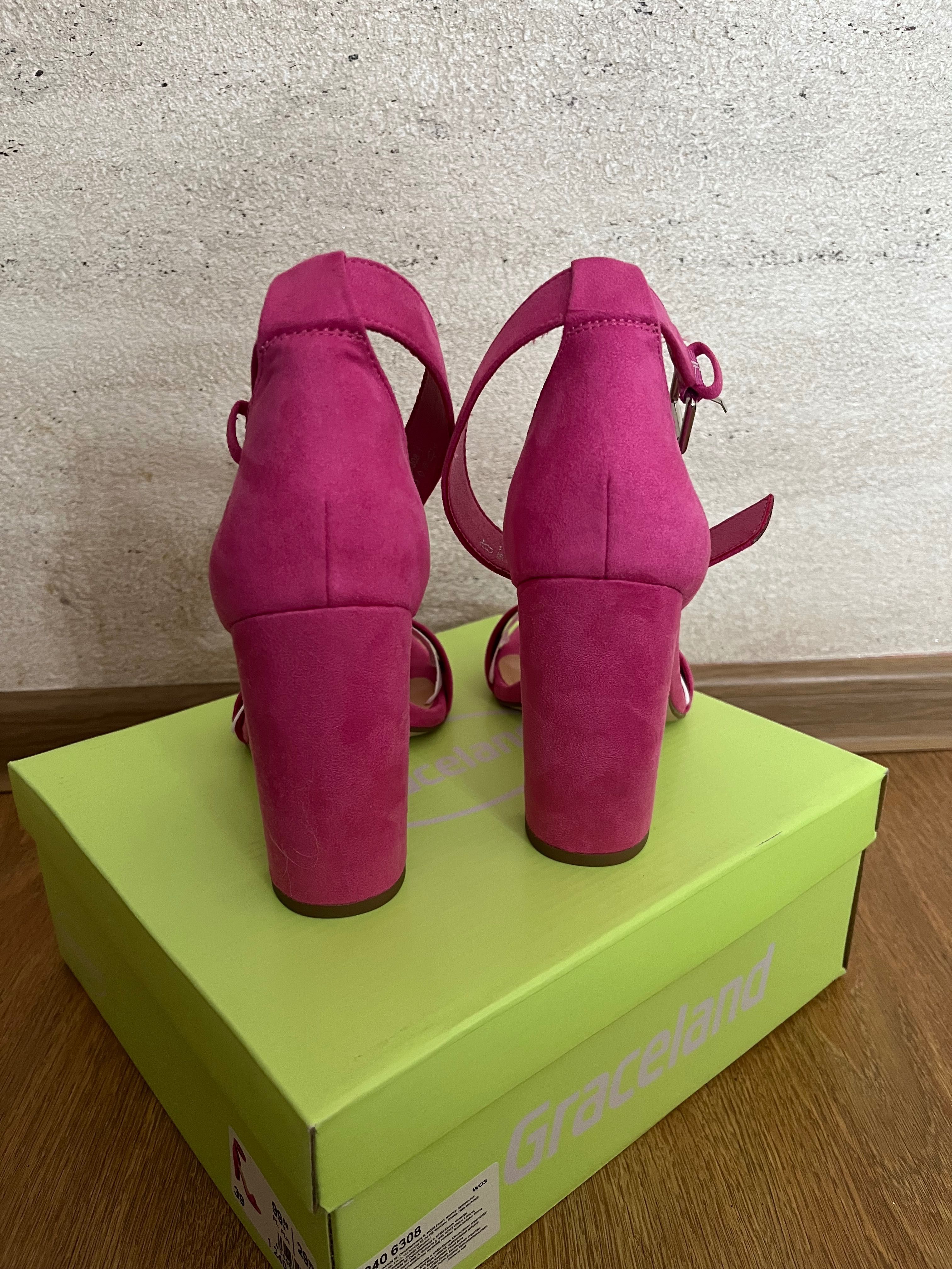 różowe sandały damskie Graceland na obcasie
