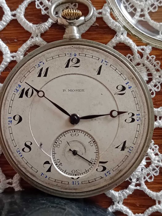 P. Moser stary kieszonkowy zegarek prod. szwajcarskiej