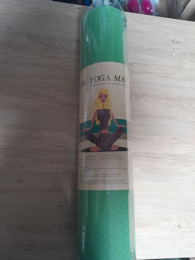 Mata do jogi 183x61cm 6mm zielona yoga matte z pokrowcem