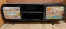 Szafka RTV loft, stare drewno + metal