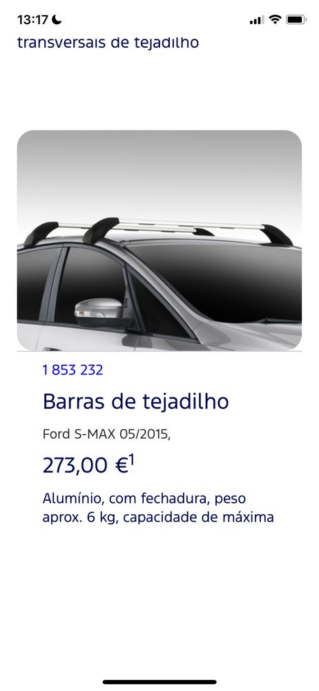 Barras tejadilho ford novas em folha