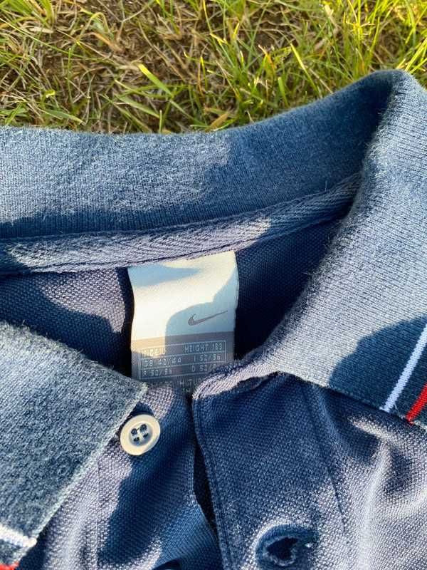 Koszulka Polo Nike vintage Y2k swoosh haft logo navy granatowy L