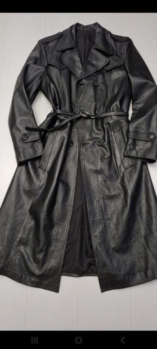 100% skóra naturalna real leather długi płaszcz long leather coat