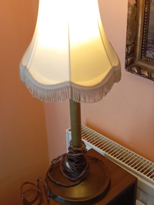 Stara lampka mosiężna z abażurem