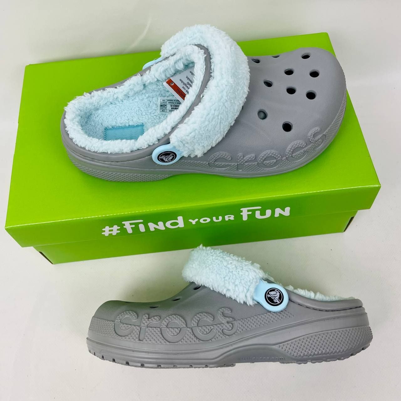 Новинка сабо мужские женские кроксы Crocs Baya Lined Fuzz Strap