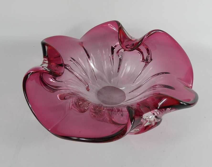 Kryształowa różowa PATERA szkło kryształ misa MURANO