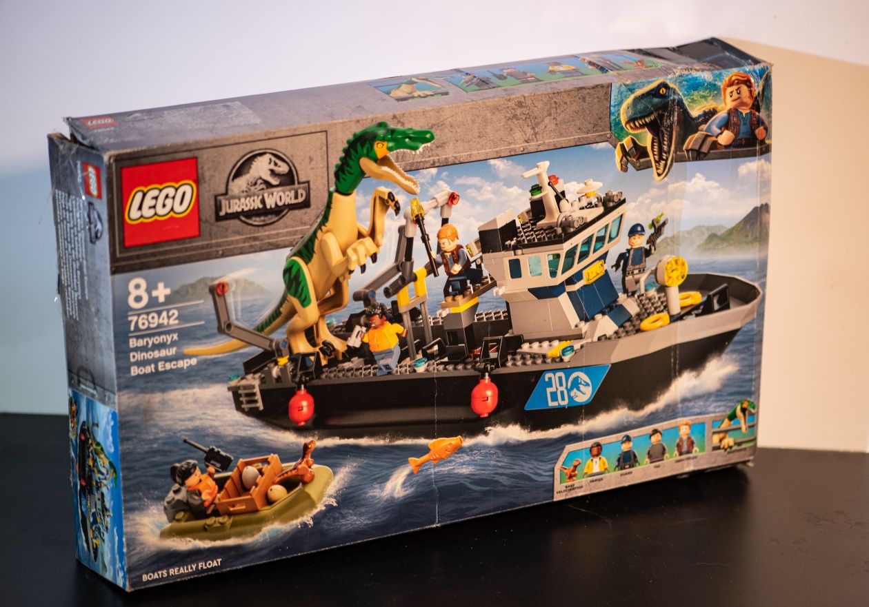 LEGO Jurassic Park boat Baryonyx Dinozaur  łódź + mały gratis :)