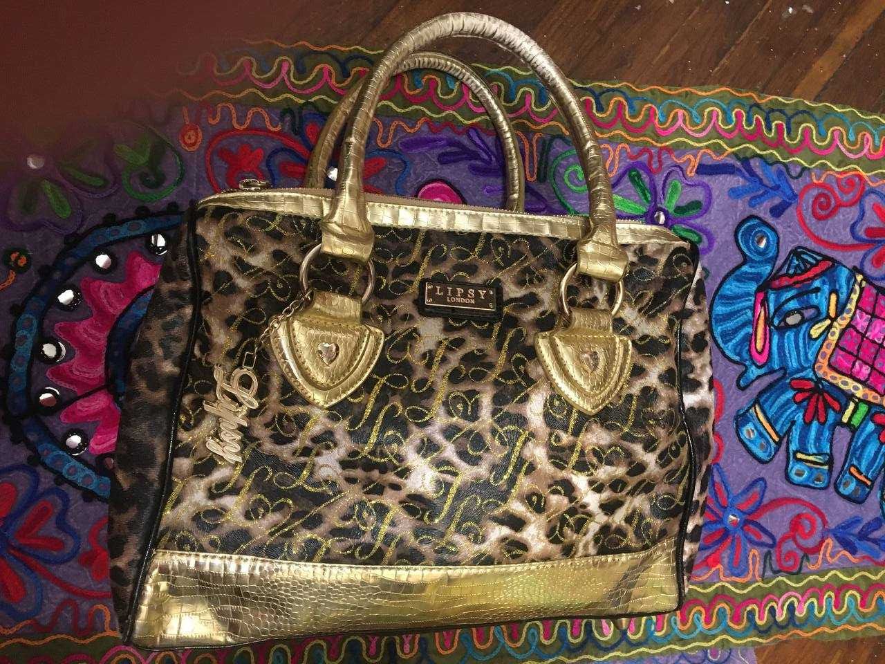 красивая сумка золото + леопард