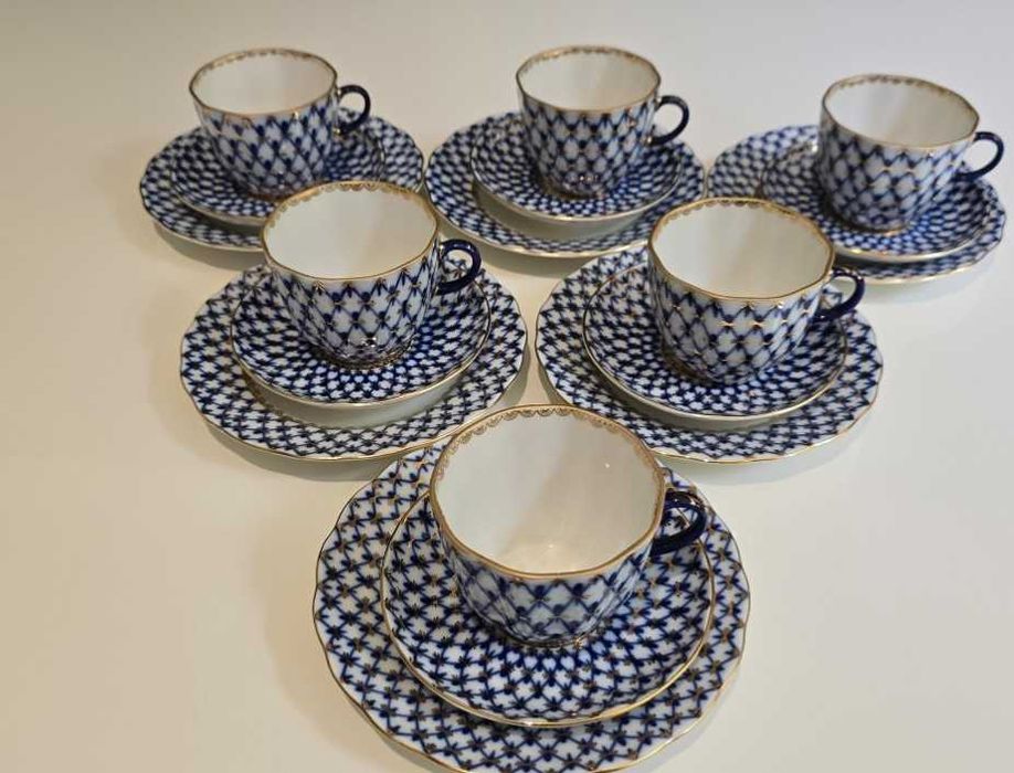 Filiżanki łomonosow siatka kobaltowa
