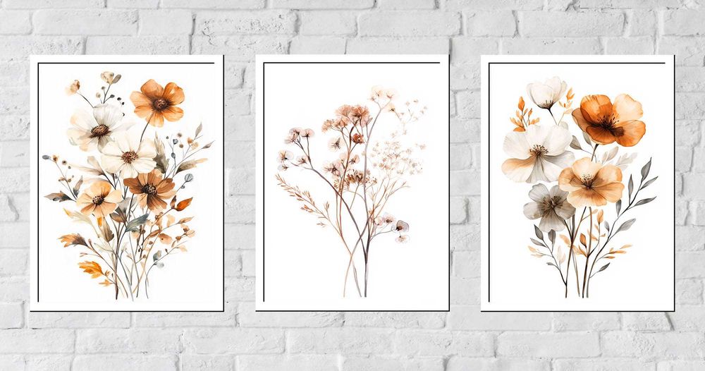 50x40 obrazy w ramie plakaty ramka KWIATKI KWIATY BUKIET NATURA BOHO