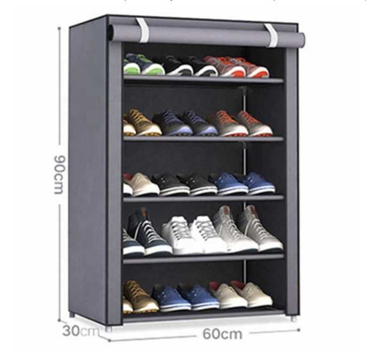 Тканевый шкаф для обуви на 5 полок Серый тканевой органайзер