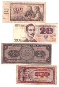 Zestaw, banknoty zagraniczne (4 szt.)
