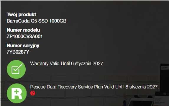 Dysk NVME Seagate BarraCuda Q5 SSD M.2 Gen3 x4 1TB 1000GB
