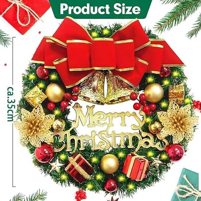 Coroa de Natal com Luzes LED 30 cm