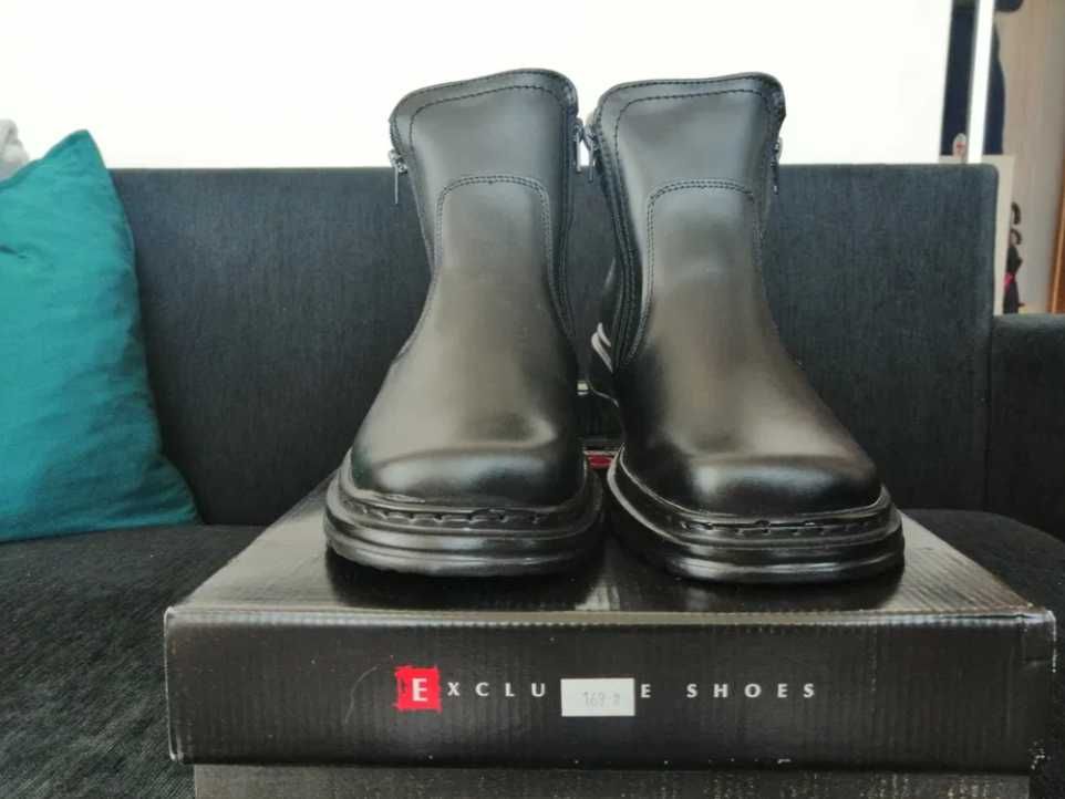 Skórzane ciepłe buty zimowe na zamek NOWE r. 45 (29 cm) polskiej produ