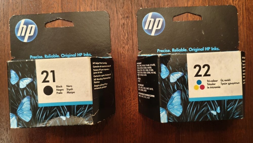 Tinteiros preto HP 21 e HP 22 tricolor