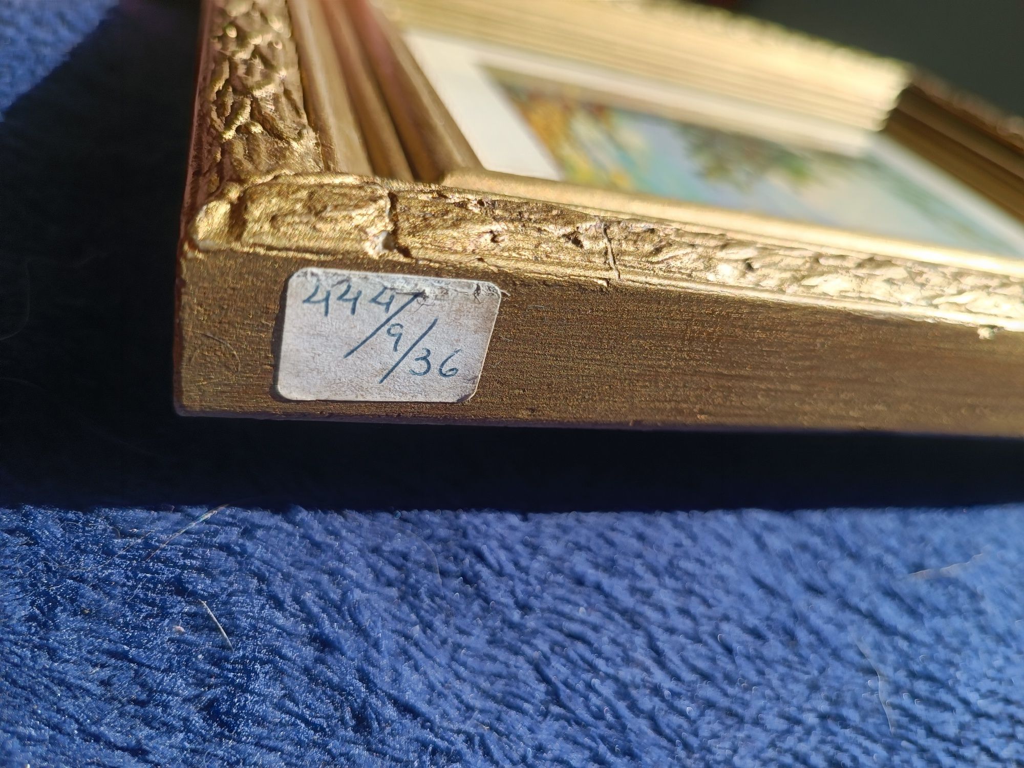 Quadro decorativo vintage com moldura dourada — Paisagem estilo impres