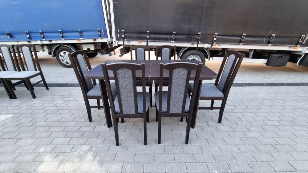 Najlepsza cena: Stół + 6 krzeseł, wenge + grafit, dostawa cała POLSKA
