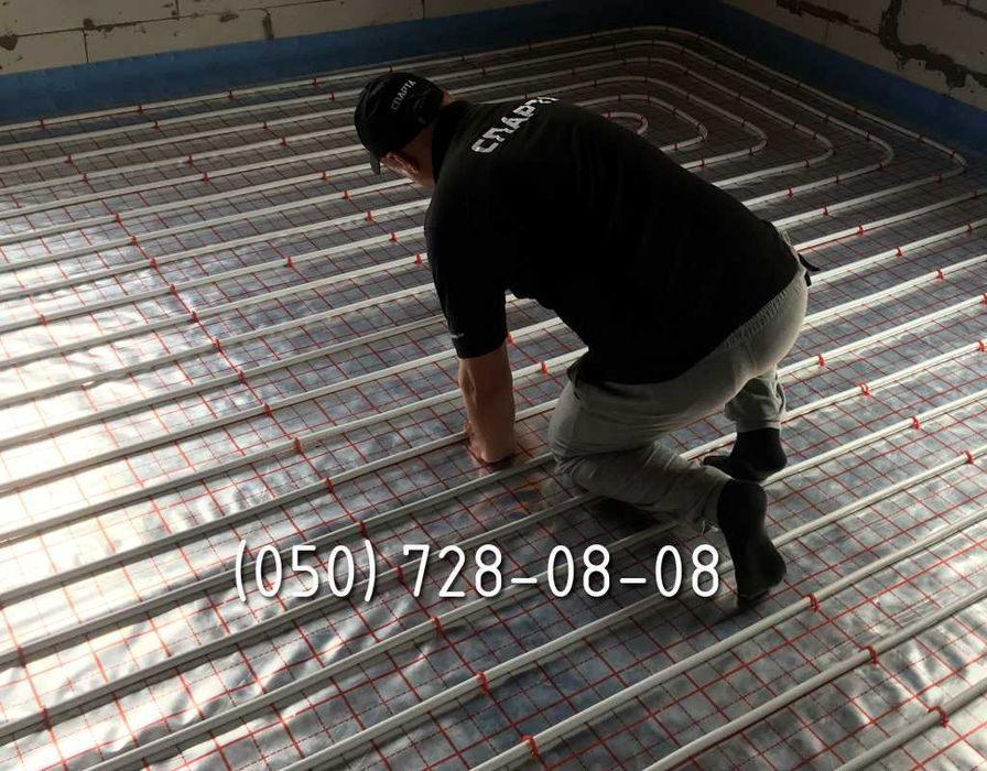 Водяной теплый пол! Монтаж труб теплого пола профессионально. Стяжка!!