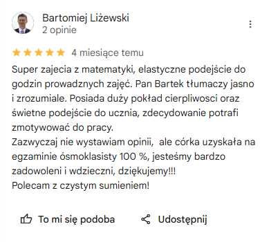 Korepetycje Matematyka z nauczycielem Szkoła Podstawowa i średnia