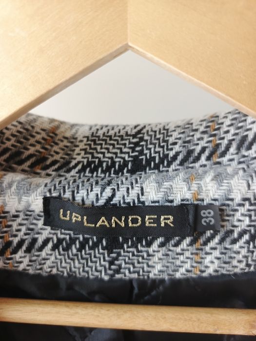 Wełniany płaszcz w kratę, pepitkę | rozmiar M Uplander