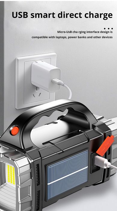 Ручний ліхтар, багатофункціональний. Акумулятор на 3500 mah / 7:30 год