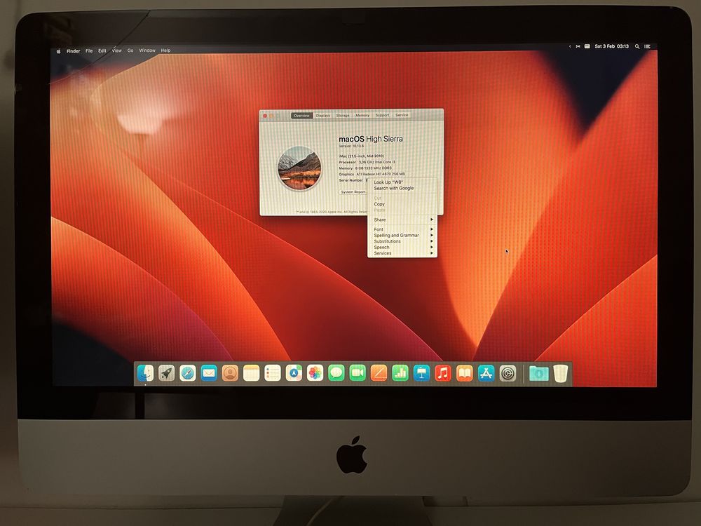 iMac Mid-2010 21.5" i3/8GB RAM/256GB SSD
