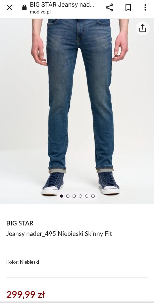 Nowe męskie jeansy big star L XL 34/32 nader 495