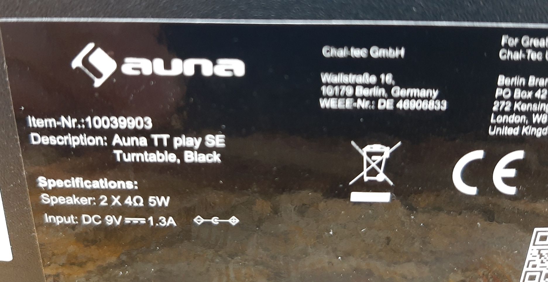 Ретро проигрыватель виниловых пластинок Auna TT-Play SE Bluetooth