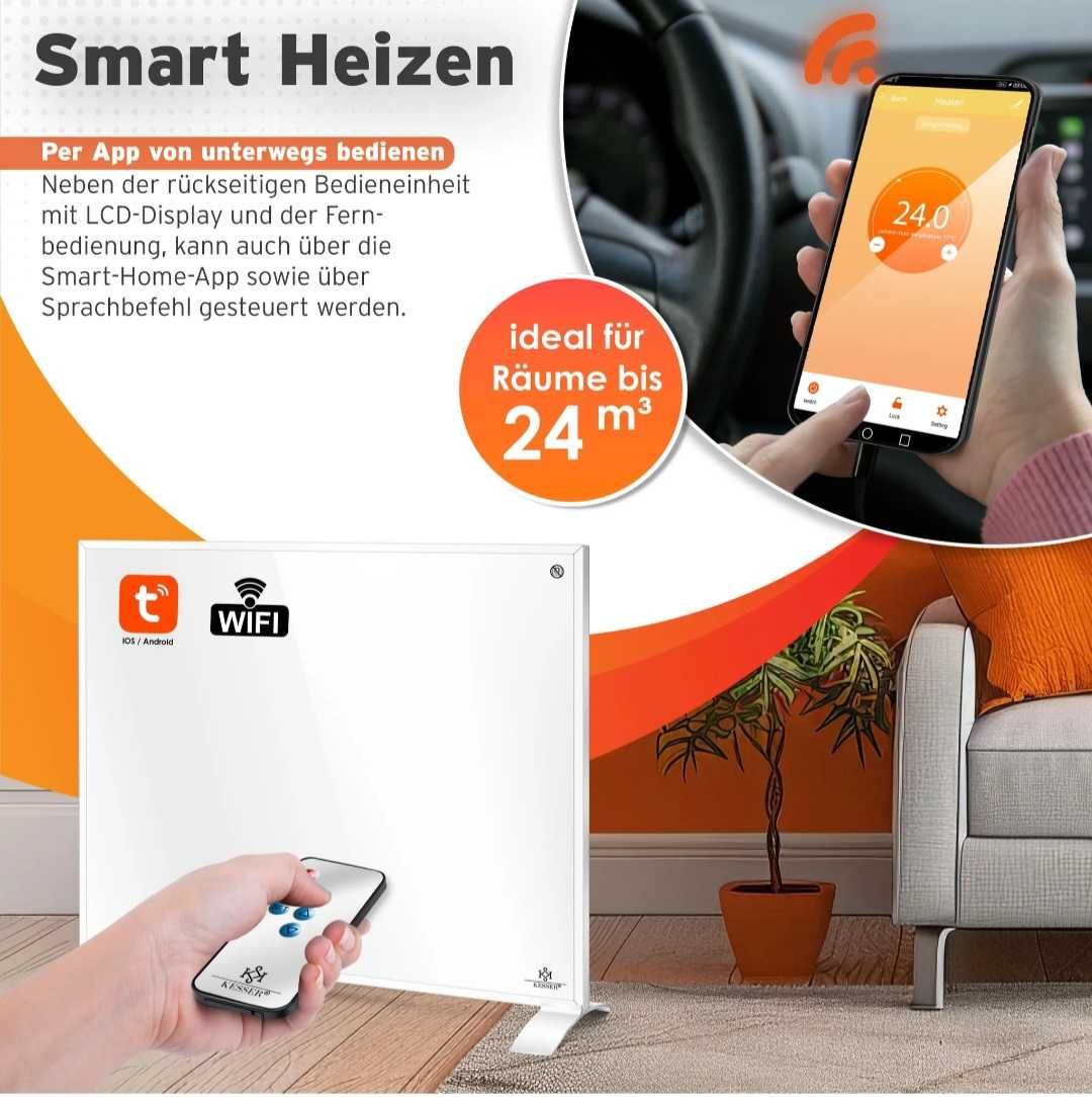 Grzejnik promiennik podczerwieni 2w1 Wifi Smart IP44 KESSER 350W