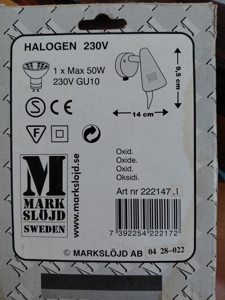 Kinkiet halogenowy  9,5 x 14 cm
