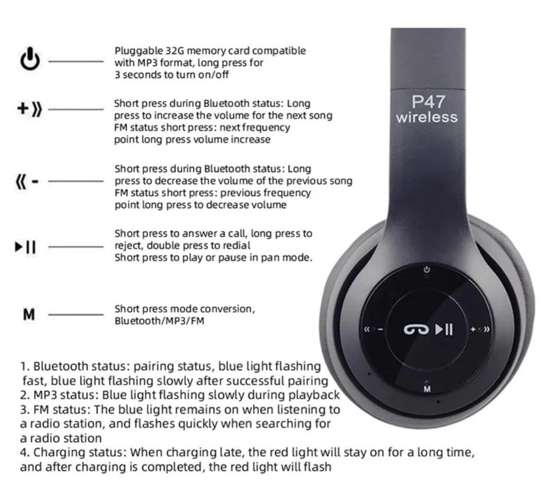Słuchawki bezprzewodowe P47