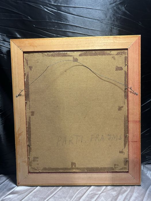 Obraz – pejzaż – olej na desce – złota drewniana rama